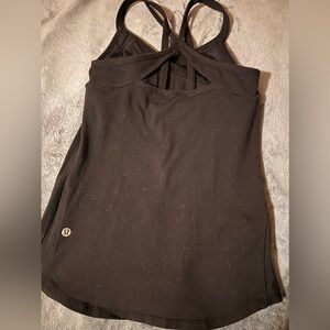 Lululemon Double Criss Cross Tank Top Black built in Bra size 4 mesh